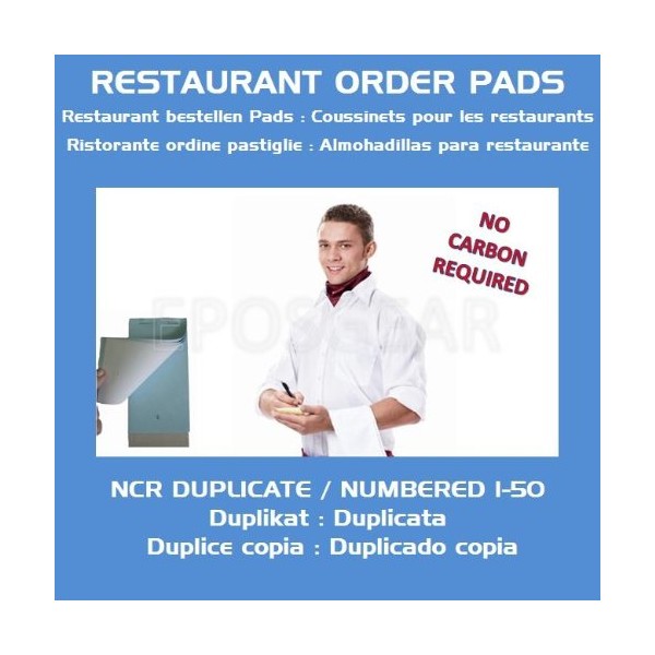 EPOSGEAR Duplicate NCR Copy Restaurant Cafe Takeaway Pub Food Waiter