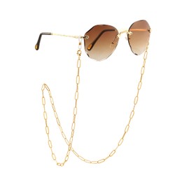 18k Gold Paperclip Glasses Chain, Eyeglasses Holders around Neck, Trendy Sunglasses Strap Holder