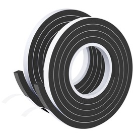 Weather Stripping Door Seal Black,1/2Inch Wide X 3/8Inch Thick,Air Conditioner Window Seal,Self Adhesive Foam Tape High Density Foam Sealing Strip,Soundproof Foam Tape Roll,2 Rolls Total 13.2Ft