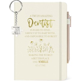 Dentist Appreciation Gifts Women, Dentist Journal Biege 200 Pages Notebook A5 Lined with Pen, Dentist Keychain, Dental Gifts for Dentist Woman, Thank You Gift for Female Dentist Birthday Graduation