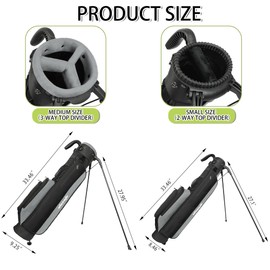 Golf Stand Bag Lightweight Small Medium Carry Bag 2-3 Way Divider Men and Women with Adjustable Shoulder Strap Multiple Pockets Golf Gun Bag with Golf Putter Covers (M-Grey)