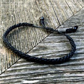 Black Sailor Rope Bracelet Braided Woven Nautical Knot Beach Jewelry for Men and Women by RUMI SUMAQ