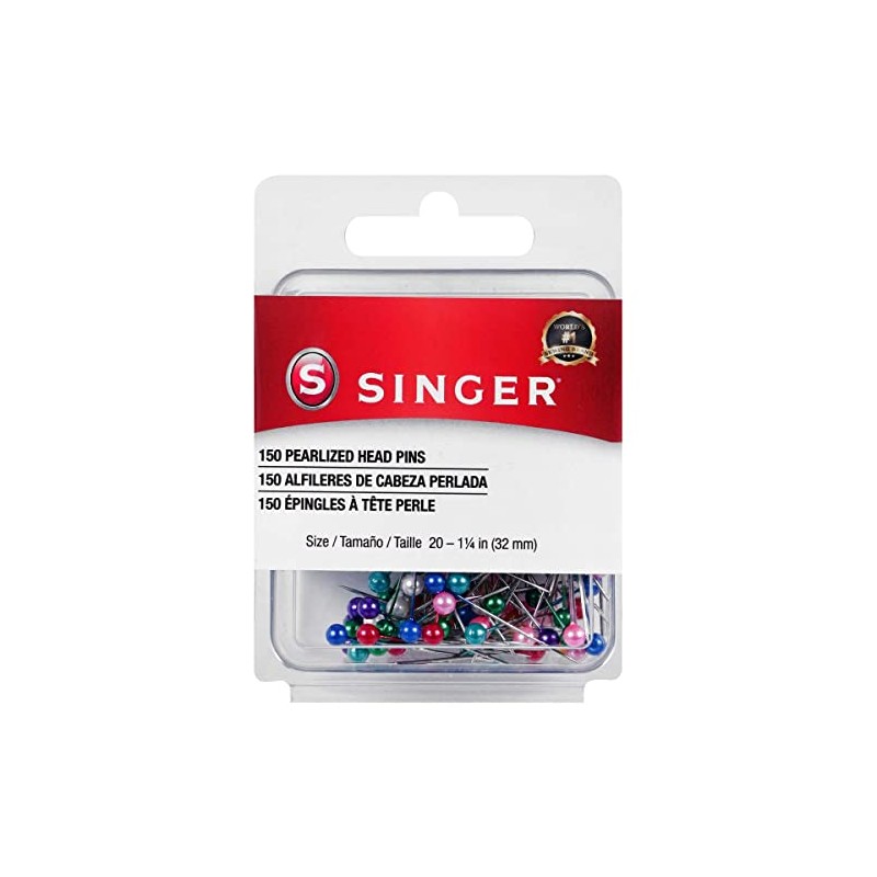 Singer 07050 - Pinzas Rectas con Cabeza perlada, tamaño 20,