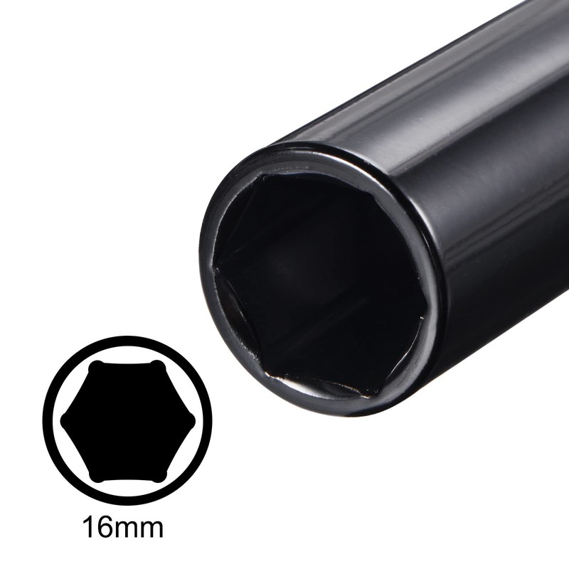 sourcing map 1/2" Drive by 16mm Deep Impact Socket, Heat-Treated