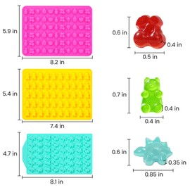 Gummy Candy Molds with 2pcs Droppers, Silicone Bear Dinosaur Fruit Snack Molds, Non-stick Silicone Chocolate Molds for Gummies Candy Chocolate Baking