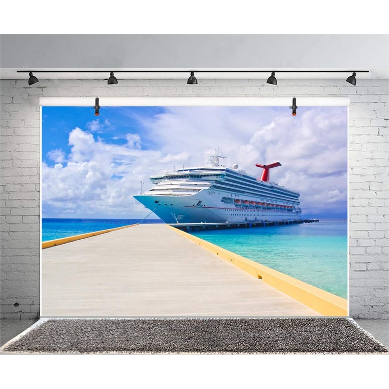 AOFOTO 10x8ft Cruise Ship Backdrops for Party Beautiful Sea Landscape