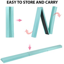 LEMY Folding Balance Beam, 9FT Anti-Slip Foam Walking Beams, Portable Gymnastics Floor Beam for Kids, Adults, Home Gym, Training, Green