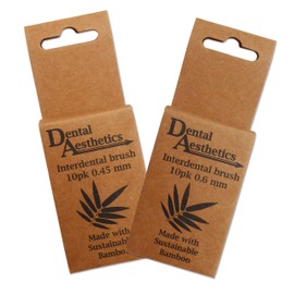 Bamboo Interdental Brushes 2 Packs ~ 10 Brushes Per Pack (Brown, 0.45 + 0.6)