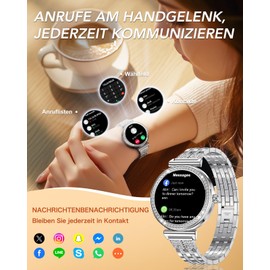 CIVO Smartwatch Women's Fitness Watches: Waterproof Sports Fitness Watch with Phone Function - Tracker Heart Rate Monitor Pedometer 1.27 Inch Smart Watch Silver Compatible Android iOS