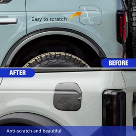 HAKA TOUGH Gas Cap Cover for 2021 2022 2023 Ford Bronco 2/4 Door, Fuel Filler Door Gas Tank Trim Exterior Accessories, Carbon Fiber Black, 1PC