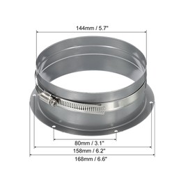 PATIKIL 6 Inch Duct Connector Flange, Metal Straight Pipe Exhaust Hose Flange with Clamp for Heating Cooling Ventilation HVAC System