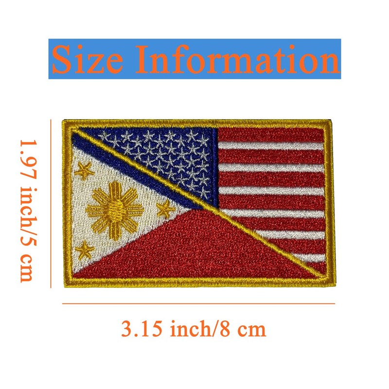 USA Flag & Philippine Flag Military Tactical Embroidered Patch