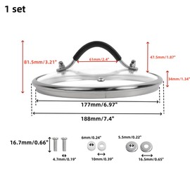 WDONAY Universal Lid, 7 Inch Tempered Glass Pan Cover Designed with Steam Vent Hole, Universal Lids for Pots, Pans and Skillets (7", Handle 1)
