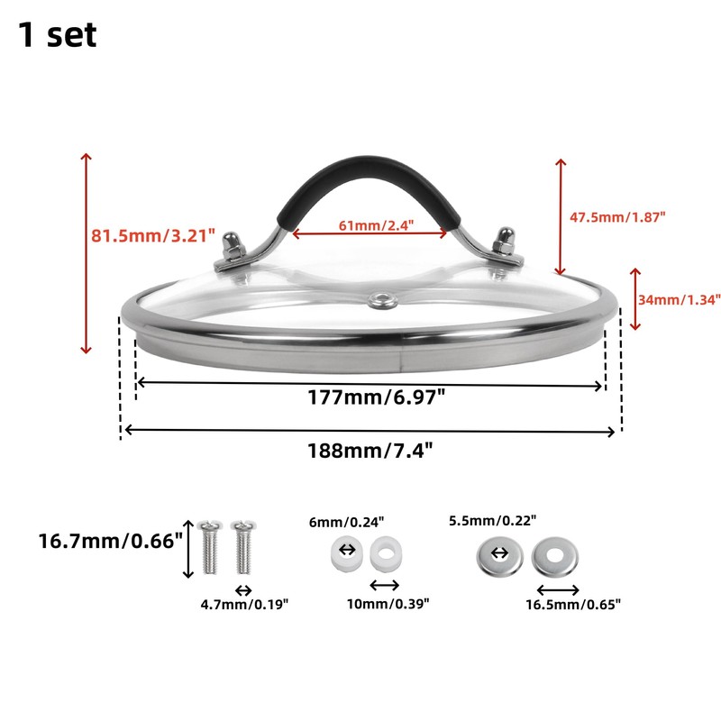 WDONAY Universal Lid, 7 Inch Tempered Glass Pan Cover Designed