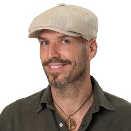 Stetson Hatteras Linen Newsboy Cap Women/Men Black 7 1/2