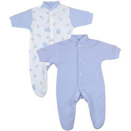 Babyprem Premature Baby Pack of 2 Sleepsuits Clothes 0-7.5lb Blue Teddy Bear PREM 2