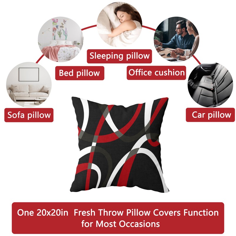 weesire Black and Red Throw Pillow Covers Set of 2