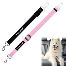 2 PCS Dog Seat Belt for Car Frskcssd Adjustable Dog Car Harness Heavy Duty Nylon Dog Safety Seat Belt Durable Pet Seat Belts for Small & Large Dogs Supports All Cars Quick & Easy Installation (Pink)