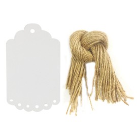 Wrapables 50 Gift Tags/Kraft Scalloped Edge Hang Tags with Free Cut Strings for Gifts, Crafts and Price Tags + Red/Metalic Silver Cotton Baker's Twine 12ply 110 Yard