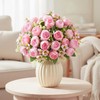 DEMIUKO 6 Bunches Peony Artificial Flowers Small Bouquets Pink Wedding
