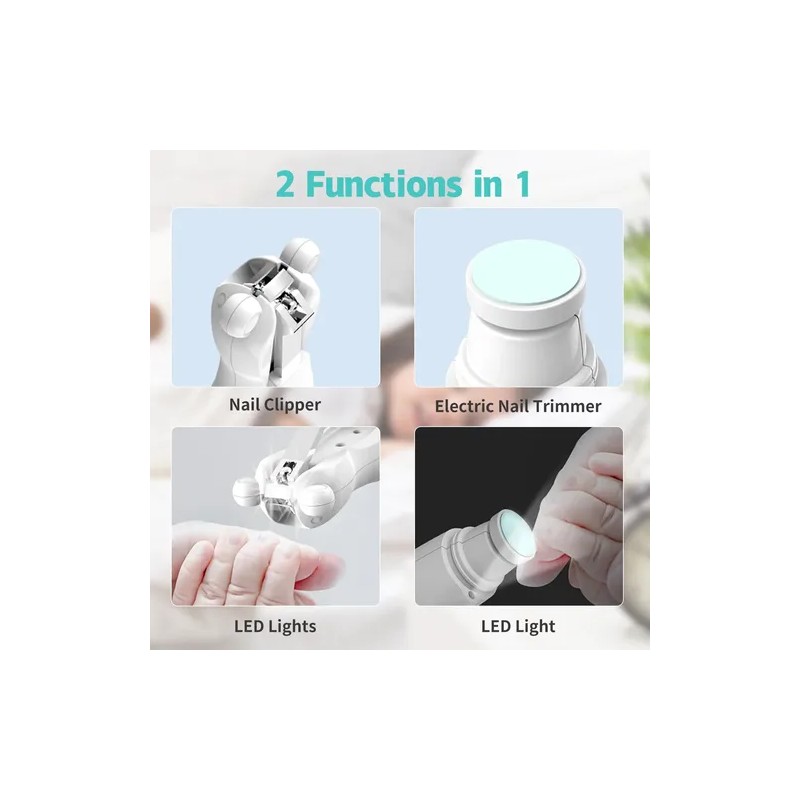 Kit Limador Uñas Cortaúñas Para Bebe Eléctrico Luz Led