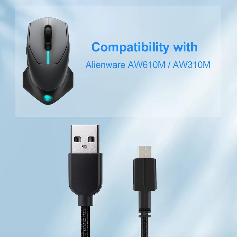 CLANMOU USB Charging Cable Compatible with Alienware Wired/Wireless Gaming Mouse