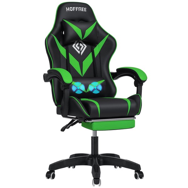 HOFFREE Massage Gaming Chair for Kids Computer Gamer Chair with