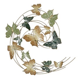 Butterfly Journey Wall Art Sculpture | Butterfly | Nature Decor | Metal Wall Art Decor | Swirl | Green Gold Yellow Gold Silver | Hand Dyed | Dimensional Openwork | Unique Home Decor Gift