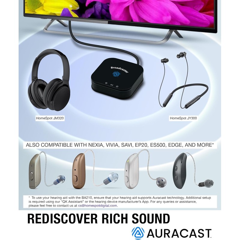 HomeSpot BA210 v2 Bluetooth Auracast Transmitter, LC3, AptX Lossless, AptX