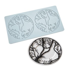 TUKE Leaf Molds DIY Ring Tree Forest Silicone Baking Molds Tuile Molds, Hollow 3D Fondant Lace Chocolate Candy Molds for Baking (Tree Forest G 10.36x5.32x0.12inch)