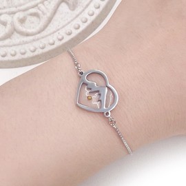 JunyiDIY Heart-shaped Mountain Mustard Seed Charm Adjustable Bracelet Silver Box Chain for BFF Daughters Religious Faith Gifts