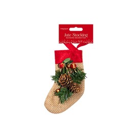 PRISTINE ENTERPRISE Mini Jute Stocking Decoration 3D CHRISTMAS stocking.. Holiday Christmas Decoration Gifts for Family Kids (1 Pc) 15 CM