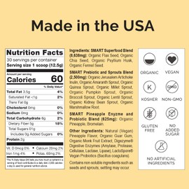 SMART Pressed Juice Pineapple Chia Cleanse | Prebiotic Superfood Plant Based Fiber with Vegan Probiotics & Enzymes | Pineapple Juice Cleanse for Women & Men | 30 Servings