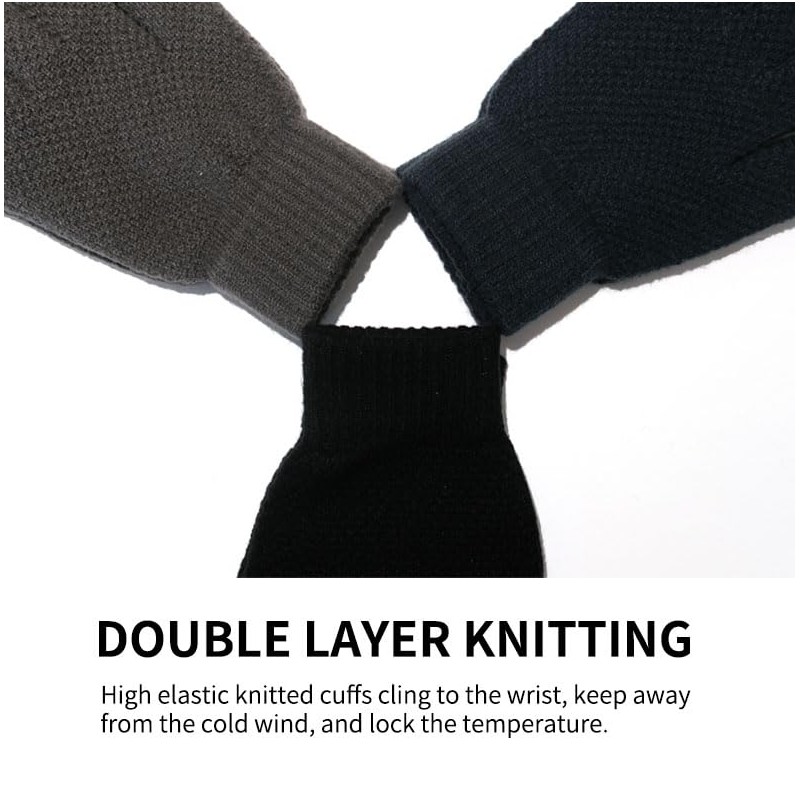 HGDGears Winter Warm Knitted Gloves for Men,Soft Lining,Touchscreen Thermal Knitted