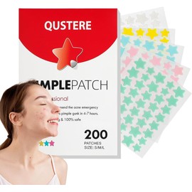 200 SimplePatch Parches Estrella Star Anti Acne Elimina Espinillas, Granos, Puntos Negros, Parches Removedores, Colores y Formas, Paquete Cuidado Facial