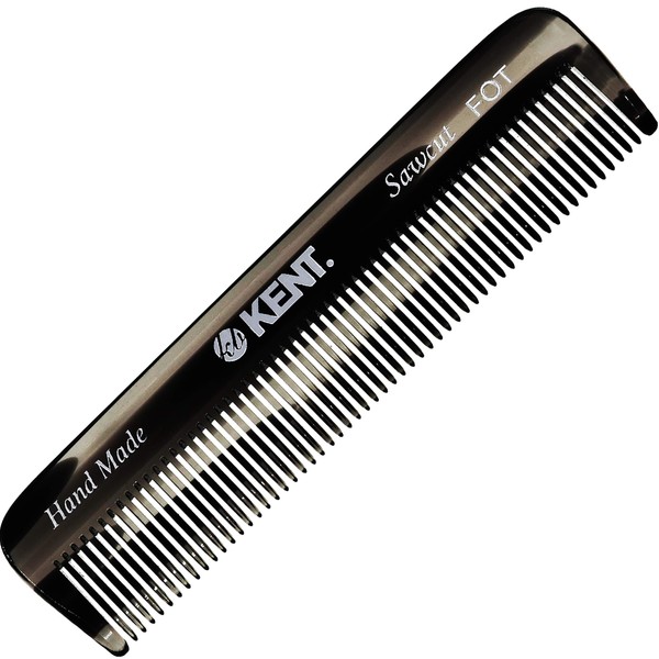 Kent A FOT Handmade Pocket Comb for Men, Graphite, All Fine Tooth Hair Comb Straightener for Everyday Grooming Styling Hair, Beard and Mustache, Use Wet or Dry, Saw Cut Hand Polished, Made in England