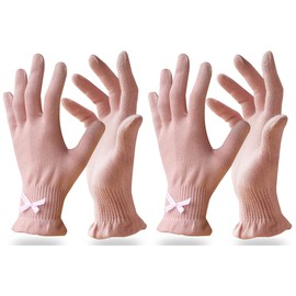 Evridwear Cotton Moisturizing Gloves Overnight Touchscreen for Dry Hands SPA Eczema Hand Care, Day and Night Moisturizing Sleeping Gloves (2 Pair S/M, Feather Weight Pink Color)
