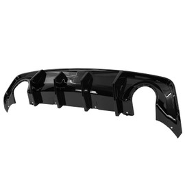 IKON MOTORSPORTS, Rear Diffuser Compatible with 2020-2023 Dodge Charger Widebody, IKON V2 Style Rear Bumper Lip with 4 Shark Fins Part Gloss Black PP, 2021