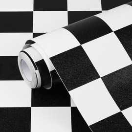 Qianglive Black and White Contact Paper Mosaic Checkered Peel and Stick Wallpaper Lattice Self Adhesive Waterproof Vinyl Roll for Bathroom Kitchen Backsplash Cabinets Shelf Liners Drawers 17.3"x80"