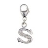 Alphabet/Initial Letter S Sterling Silver Clip-On Charm With Sparkly CZ