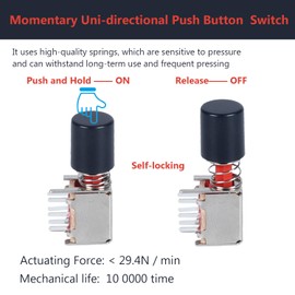 DMWD Momentary Push Button Switch Spring Loaded 6Pin 1Position (ON) Off Micro Power Switch DC 30V 0.3Amp with Black Cap for mounting on PCB Motherboard of Many Electric appliances 10Pcs