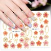 2 Stück 5D Geprägt Blumen Nagelaufkleber, Selbstklebend Sommer Florale Nagelsticker
