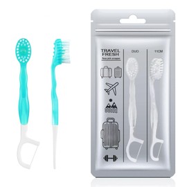 +skin TravelFresh Disposable Travel Toothbrush Set with Mint Toothpaste & Floss – 6 Packs of 2 (Total 12 Brushes), Compact for Travel, Camping, Work, Outdoors, and Gym