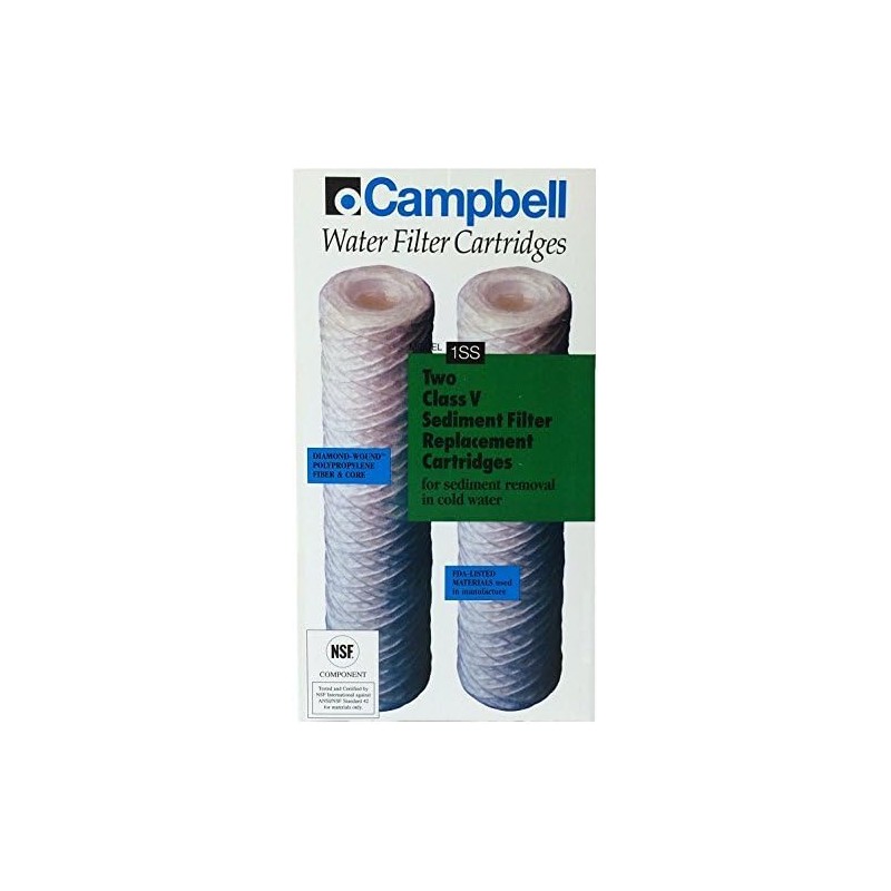 Campbell 1SS Sediment Filter Cartridge, 5 micron, 9-3/4" Length, 2/Box