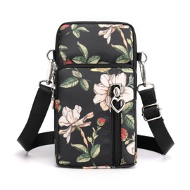 oioiso Women's Smartphone Shoulder Bag, Smartphone Pouch, Cute, Simple, Stylish, Smartphone Pochet, Small, Lightweight, Compact, Waterproof, Vertical Shoulder Pouch, White Orchid Flower