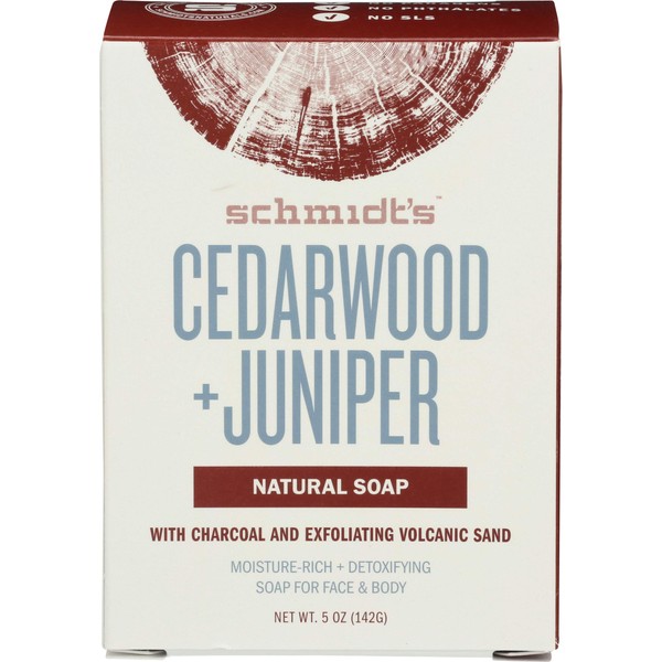 Schmidt's Deodorant Soap Bar, Cedarwood & Juniper, 5 Oz