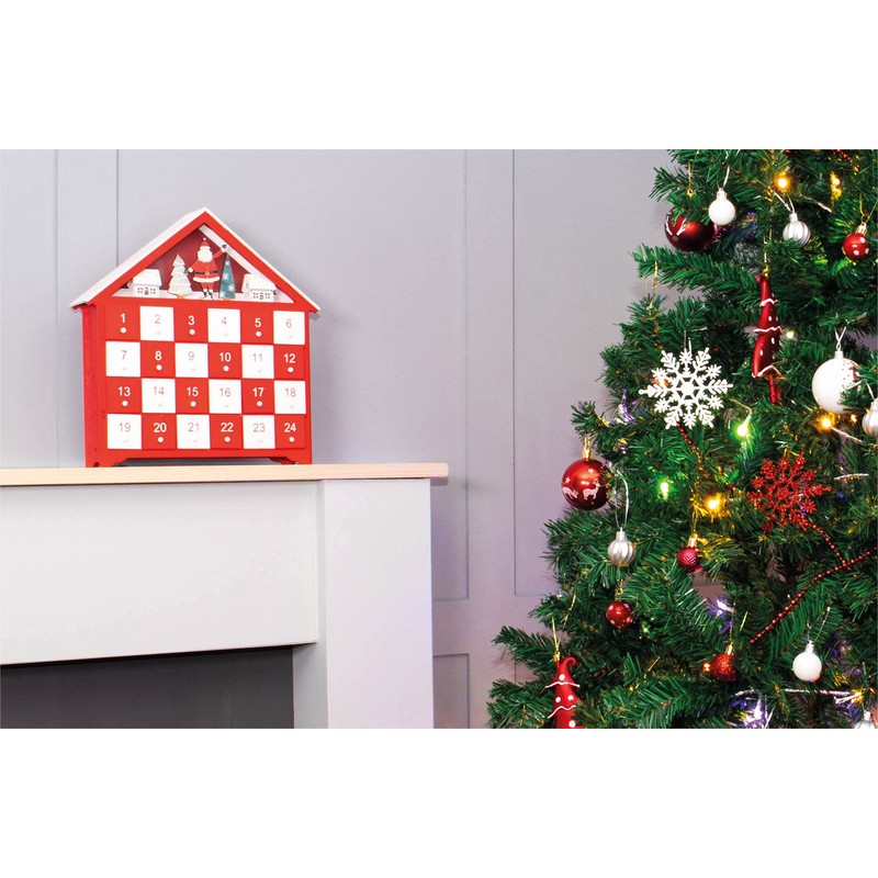 Wooden Advent Calender with 24 individual Drawers and Lights