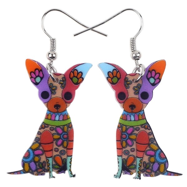 Bonsny Acrylic Drop Chihuahuas Dog Pets Earrings Funny Design Lovely