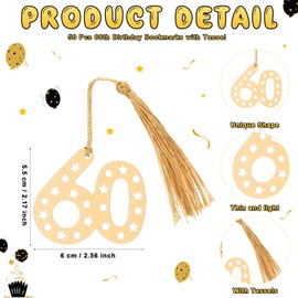 Spakon 50 Set 60th Birthday Souvenirs for Guest Anniversary Party Favor Golden Bookmark Thanks for Coming Pen with Tags