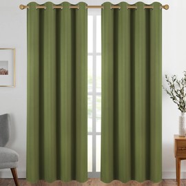 Diraysid Olive Green Grommet Blackout Curtains for Bedroom Thermal Insulated Room Darkening Curtains Drapes, 52 x 84 inch, 2 Panels